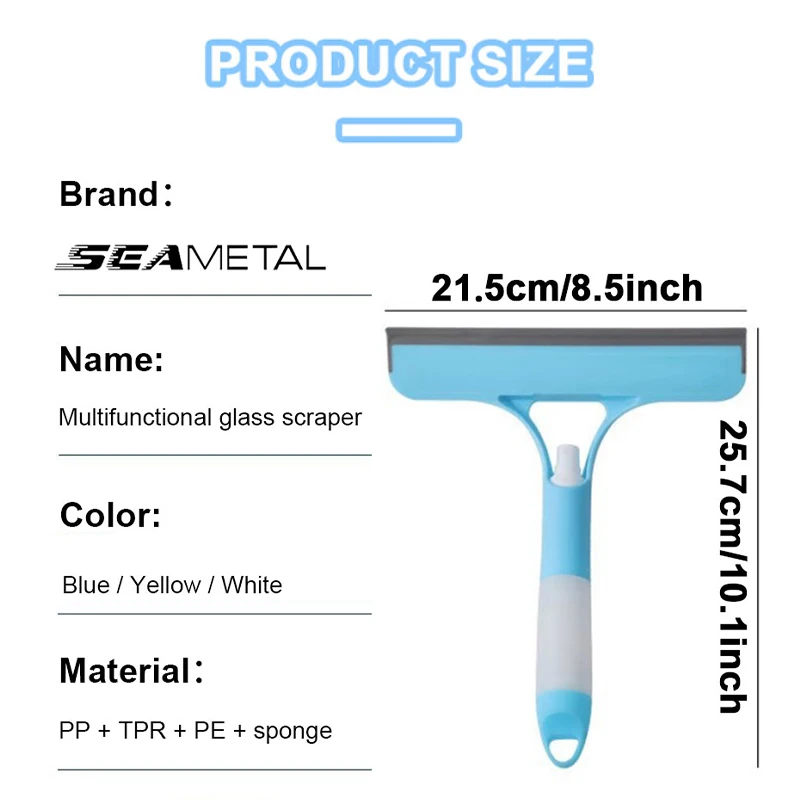 SEAMETAL 3 IN 1 Raschietto per auto Tergicristallo per la pulizia dei vetri Spazzola per vetro multifunzionale Spatola in silicone per strumenti per la pulizia della casa dell'auto