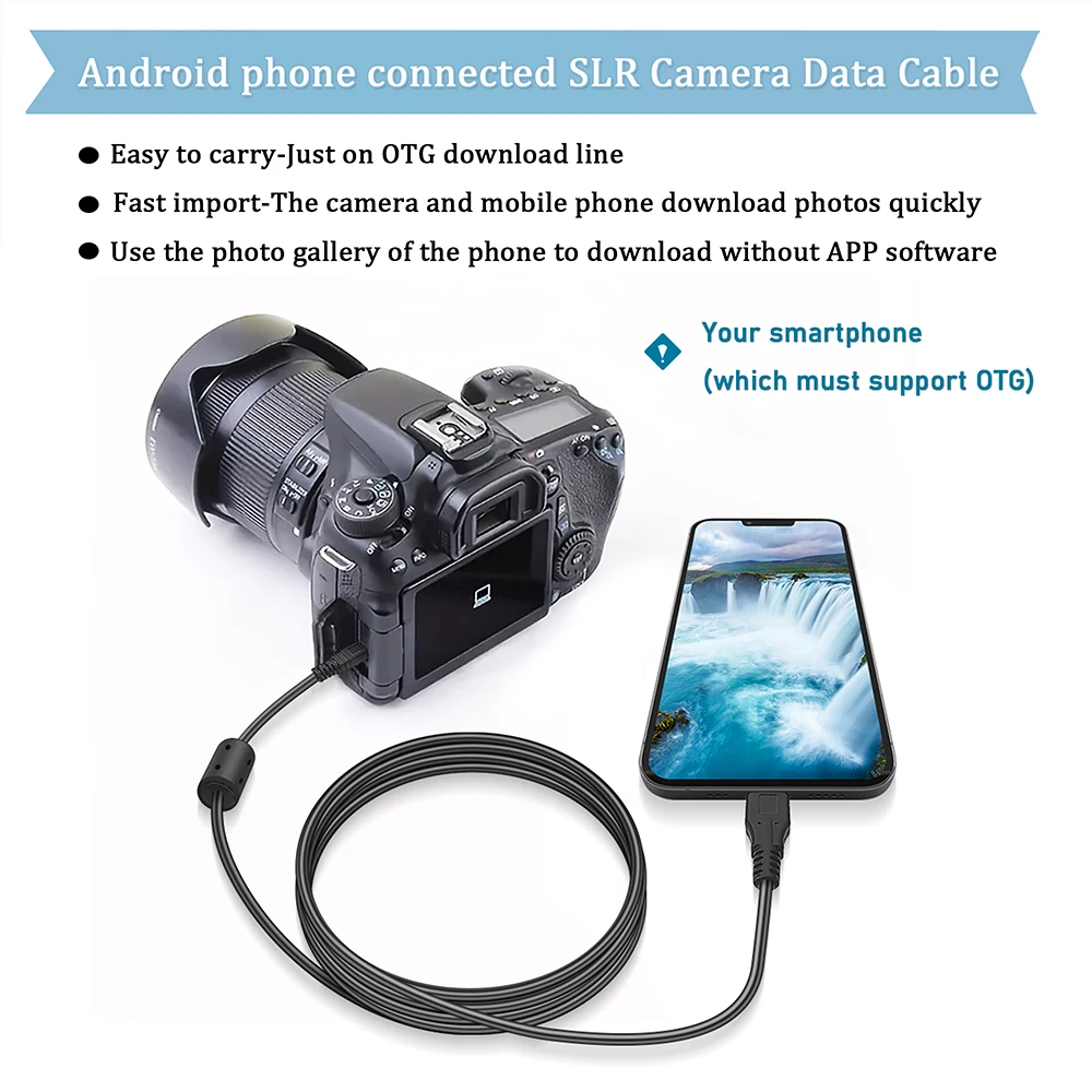 Cable OTG para cámara tipo C a MINI 8P B, conector de Cable de datos de cámara SLR conectado a teléfono Android, transferencia de archivos
