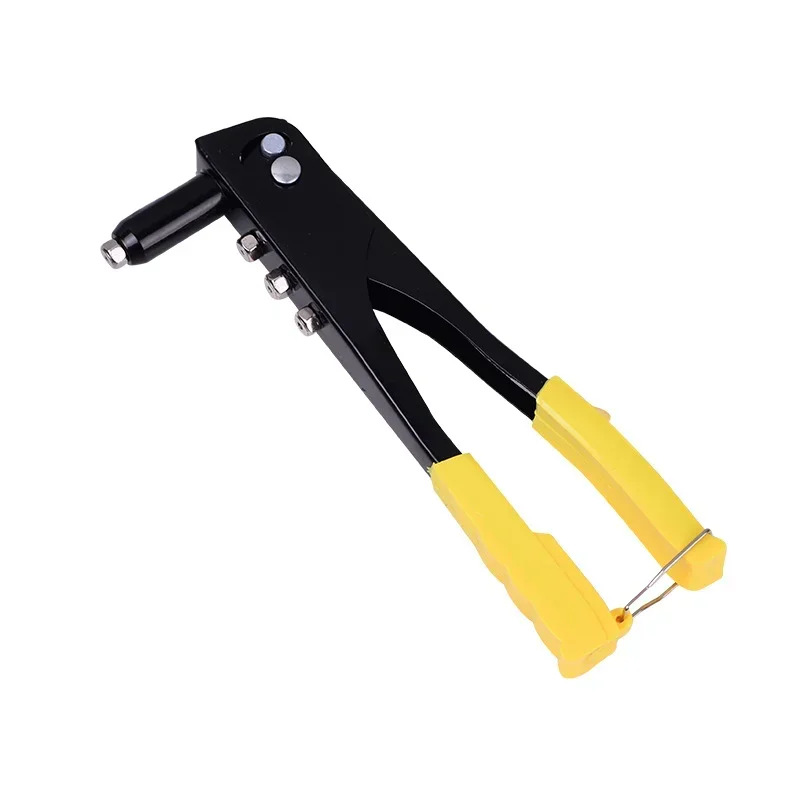 10 Inch 4 In 1 Hand Riveter Gun Kit with 4 Interchangeable Nozzles 2.4, 3.2, 4.0, 4.8mm, Single Hand Manual Rivet Gun