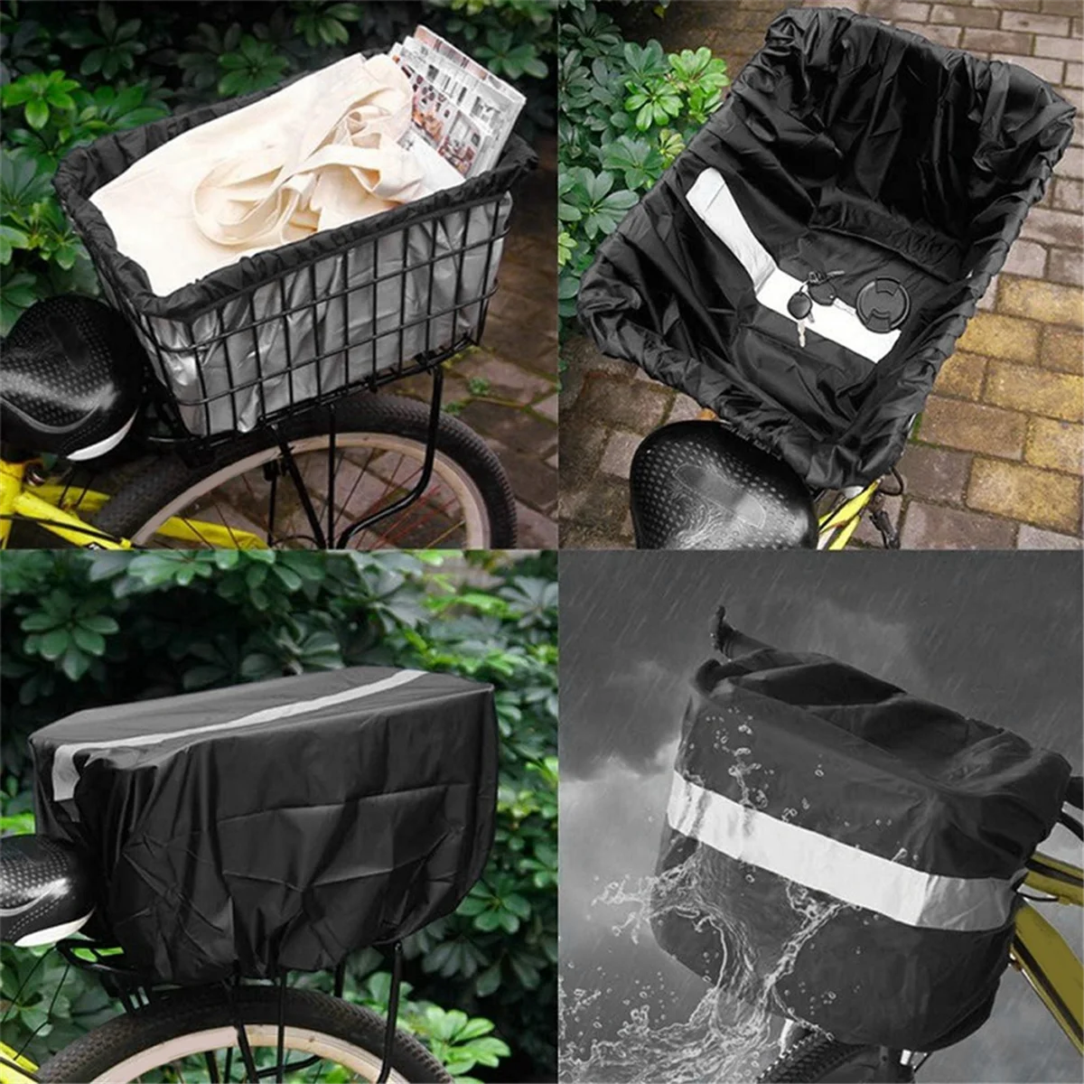 Capa à prova de chuva para bicicleta a71p, forro à prova d'água para cesta de bicicleta com faixa reflexiva, acessórios para cesta de bicicleta, serve para a maioria das cestas de bicicleta a