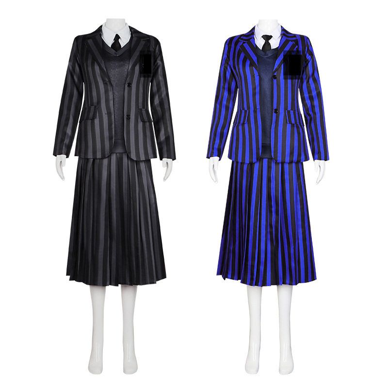 Fsia de Cosplay da Wednesday Adams, Conjunto de orme Escolar, Fsia de Personagem Principal Fena, Coleção de I...