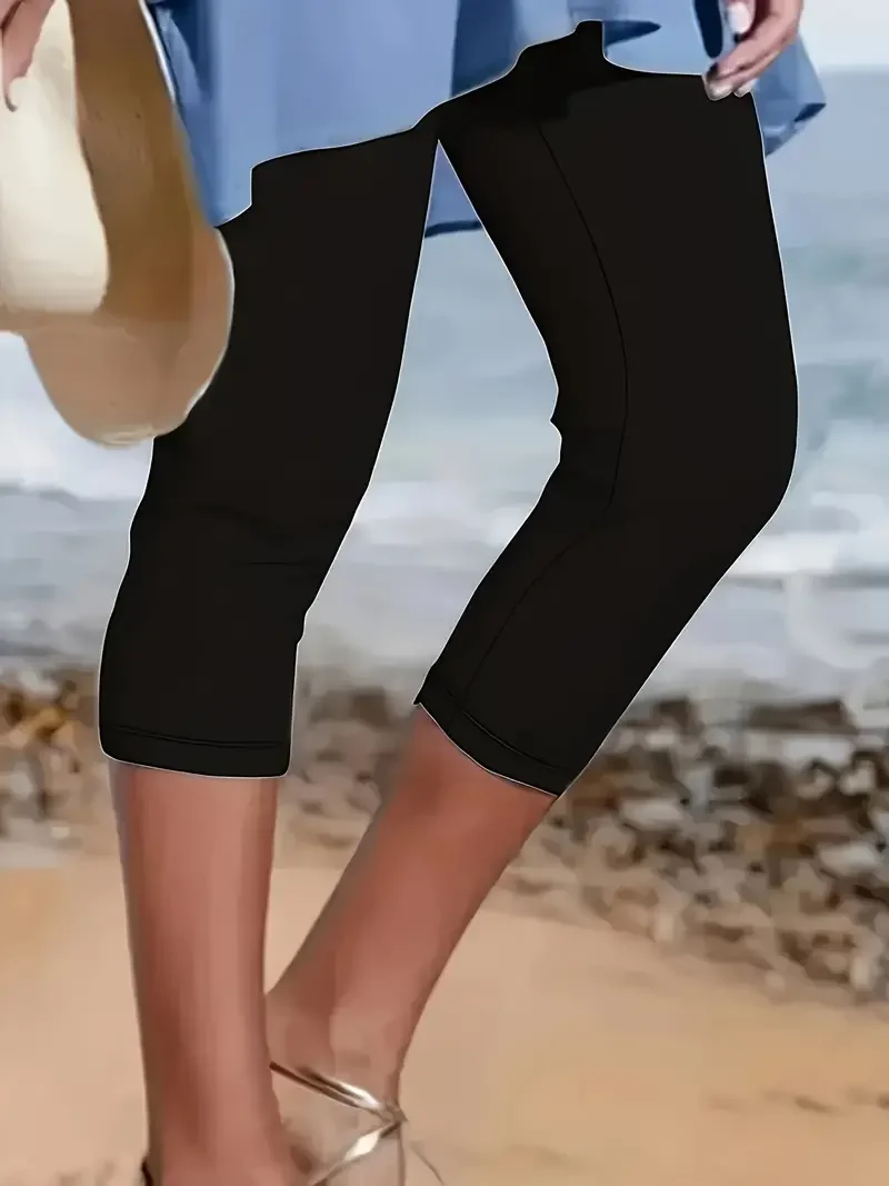 Zomer nieuwe casual sport yoga capri dames plus size leggings elastische taille cropped broek dames casual leggings