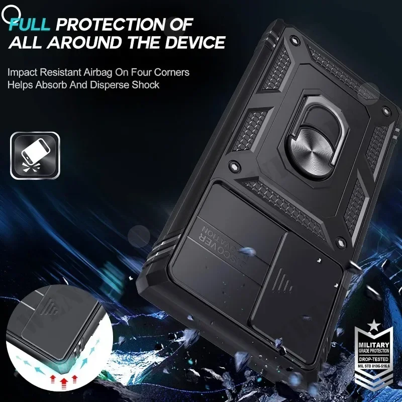 Funda para Samsung S25 Ultra S24 S23 S22 Plus S24 FE A56 A55 A36 A35 A15 A16 5G resistente con cámara cubierta con soporte de 360 grados