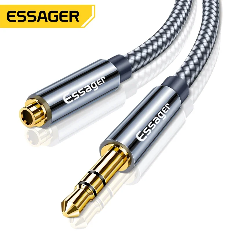 Essager Cable auxiliar Jack Cable de extensión de Audio de 3,5mm para auriculares Cable de altavoz divisor de 3,5 Jack para Cable extensor de auriculares