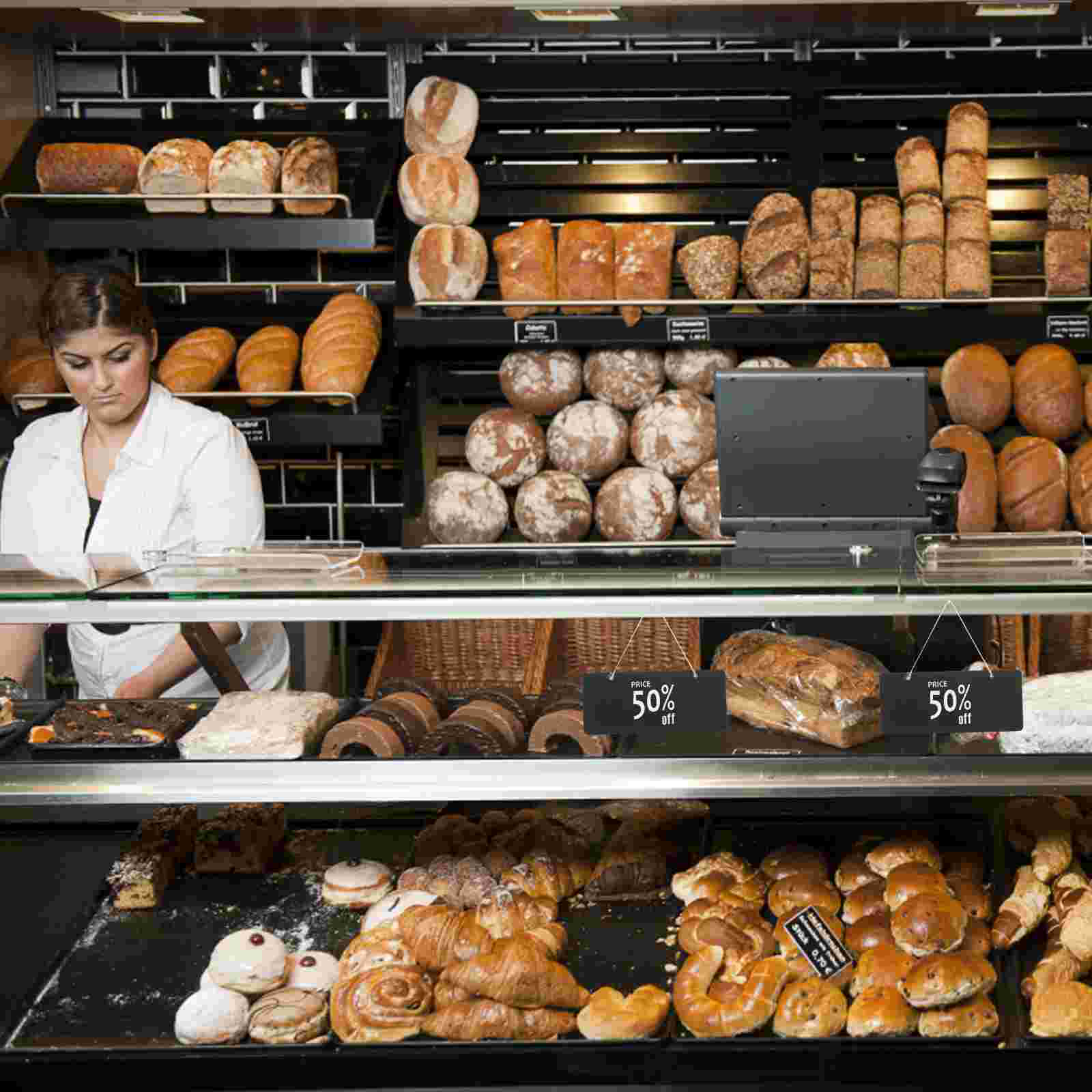 6 ชิ้นแสดงข้อความกระดานดําป้ายจี้แขวนร้านดอกไม้หัตถกรรมไม้แท็กราคา