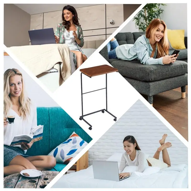 Movable Sofa Side Table TV Tray Bed Side Table With Wheel High Load-bearing Capacity Quiet Sliding Living Room End shelf Table