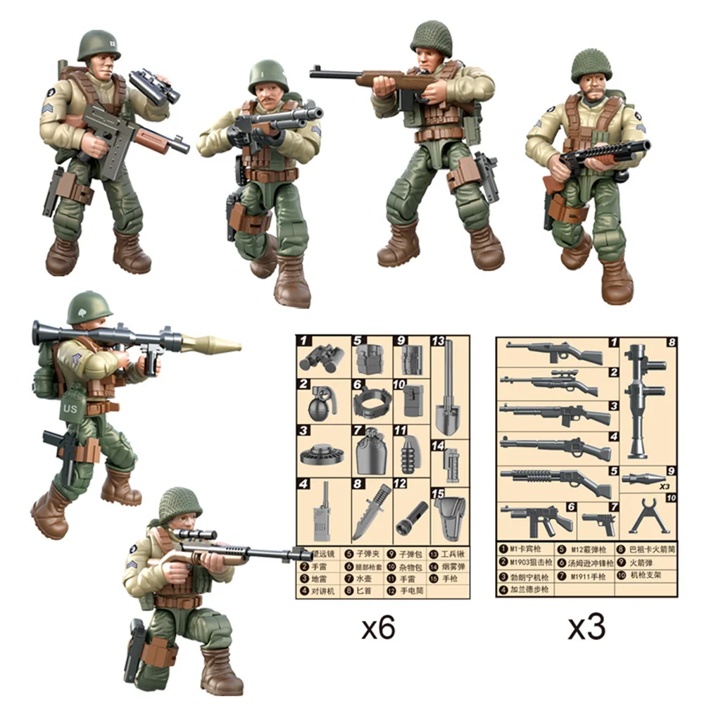 2024 第二次世界大戦 WW2 陸軍軍事兵士 SWAT 特殊部隊フィギュアモデルビルディングブロックレンガ子供のおもちゃのギフト