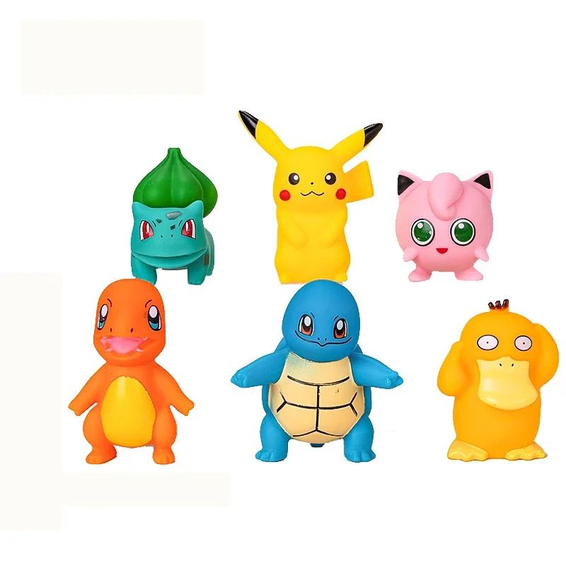 6 pçs pokemon anime figuras pikachu brinquedos modelo charmander psyduck squirtle jigglypuff bulbasaur kawaii coletar bonecas crianças presente