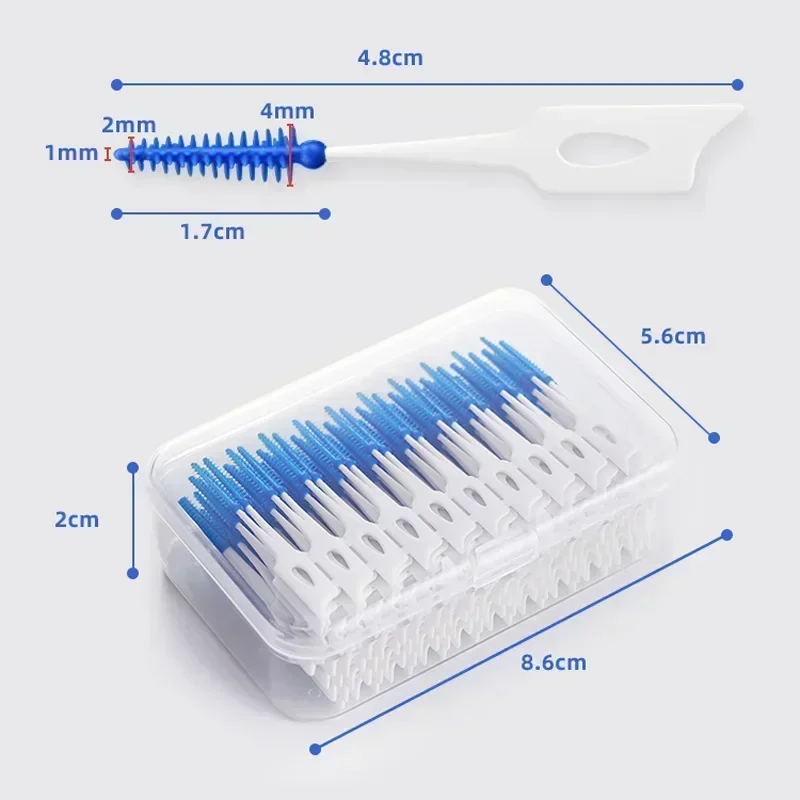 치간 실리콘 브러쉬 200/20pcs 치아 사이의 치과 이쑤시개 브러시 스레드 구강 청소 도구와 실리콘 이쑤시개