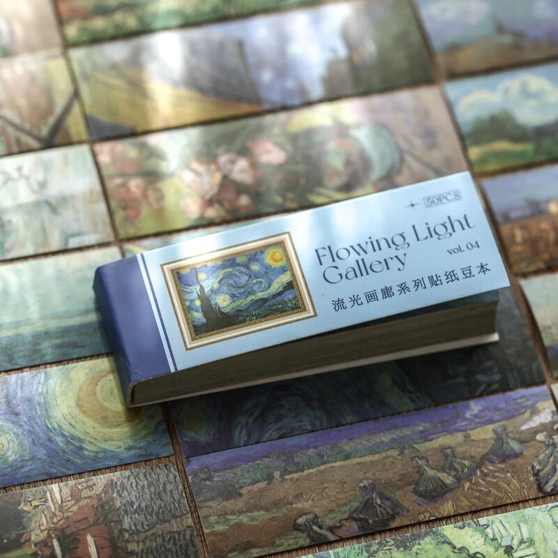 50 枚/本の和紙ステッカーブックレトロ油絵スタイル DIY ハンドブックフォトアルバム装飾材料