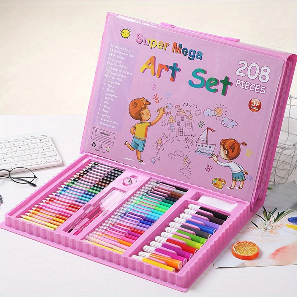 208 ชิ้นชุดปากกาสีน้ําชุดสําหรับภาพวาดรวมทั้งสีสุ่มเครื่องมืออุปกรณ์ศิลปะสําหรับ Sketching ศิลปะของขวัญ