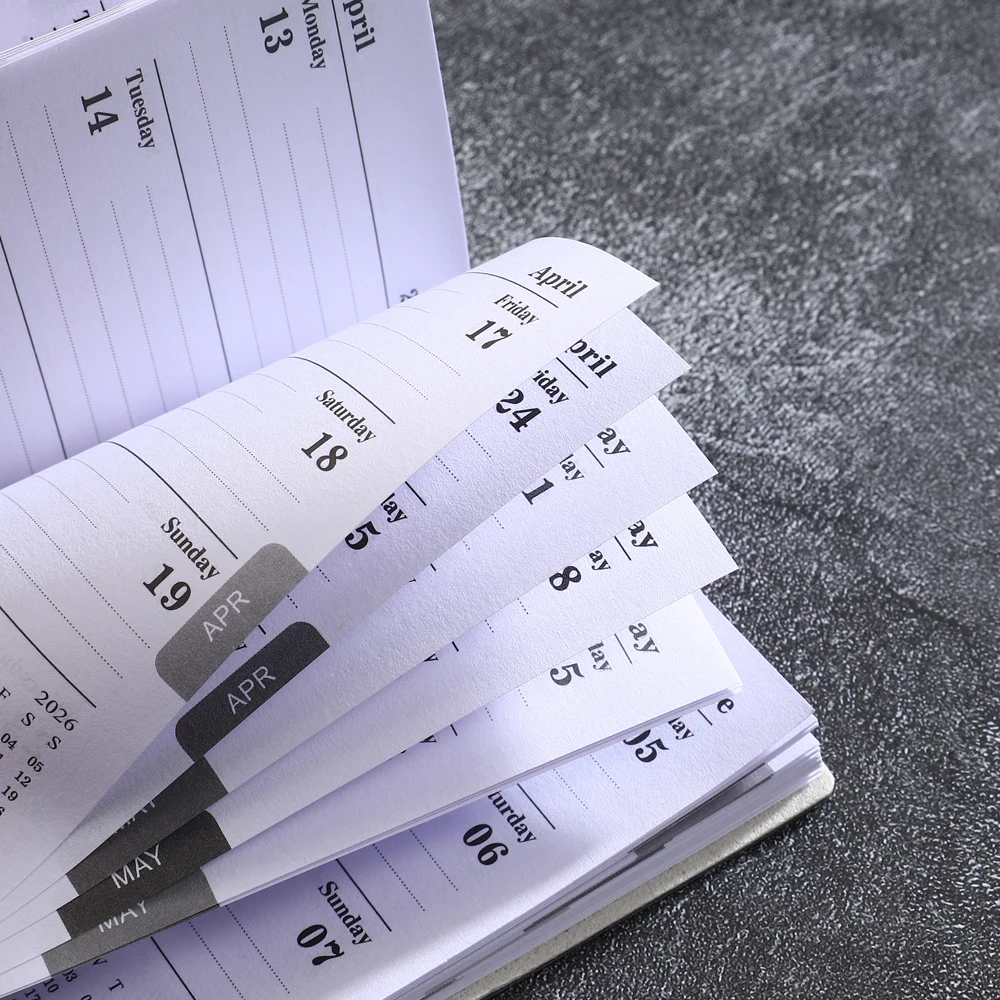 A7 specification 2026 English planner book, mini portable pocket daily schedule book, 64 sheets 128 page thin weekly calendar