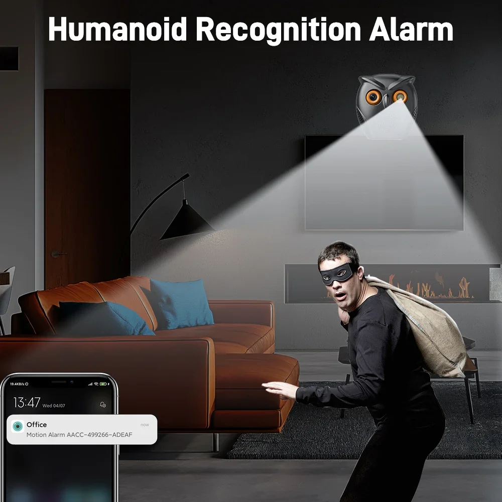 ICSEE WiFi Camera Owl Shape 2K 5MP Smart Home Mini Indoor Serucity Camera Motion Detection Two Way Audio Surveillance Camera