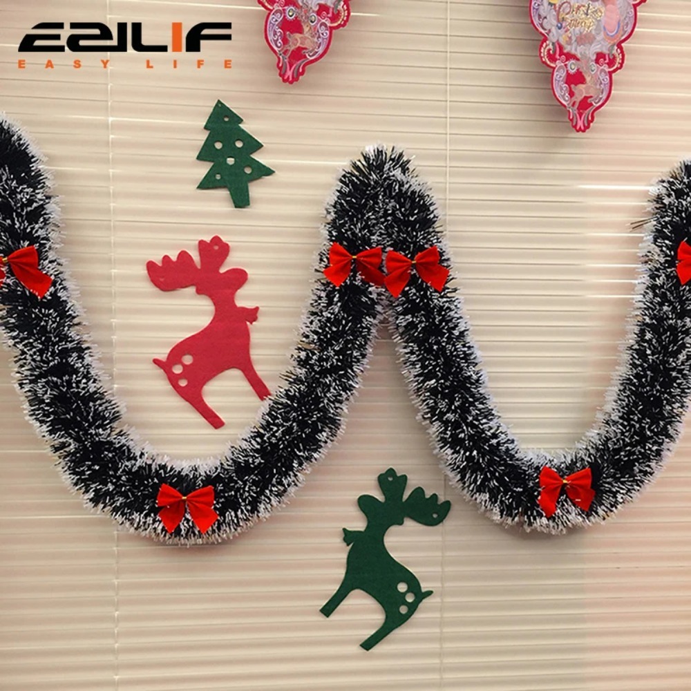 Christmas Tinsel Garland Artificial Christmas Garland With LED Lights Xmas Metallic Twist Hanging Garland Fireplace 2m