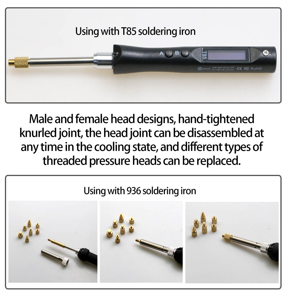 Wärmeeinsatzmutter HS01/T85/SH72 Lötkolbenspitze Einsatz Innengewinde Kopf M2M8 Messing Hot Nut Einsetzen Kit 3D-Druckzubehör