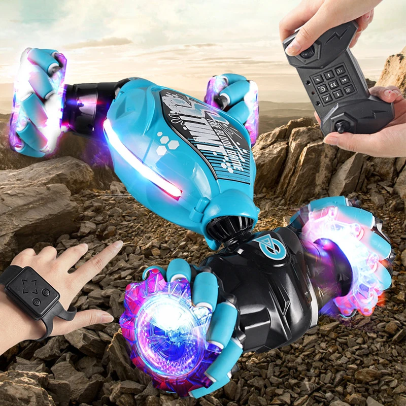 RC Stunt Car com luz LED, indução por gestos, deformação Twist Climbing, rádio controlado, brinquedos eletrônicos para crianças, 4WD, 1:16