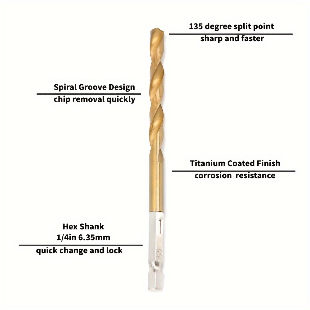 Manico esagonale 13pc Titanio Torsioni trapano 1.5-6.5mm trapano elettrico cacciavite foratura alesatura trapano strumento
