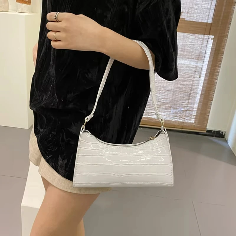 Borse in pelle PU moda per donna Borsa da ascella modello alligatore Borsa da donna piccola borsa a tracolla sotto le ascelle