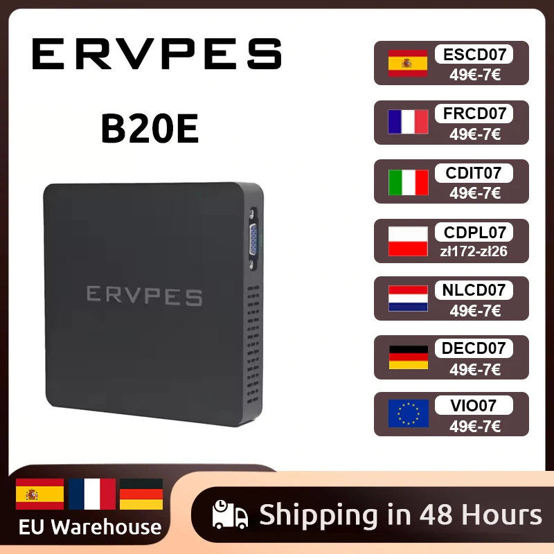 ERVPES Mini Pc B20E Windows 11 Pro 8 GB RAM 128 GB ROM J3710 Micro Desktop Computer Dual-Band Wifi Mini Pc