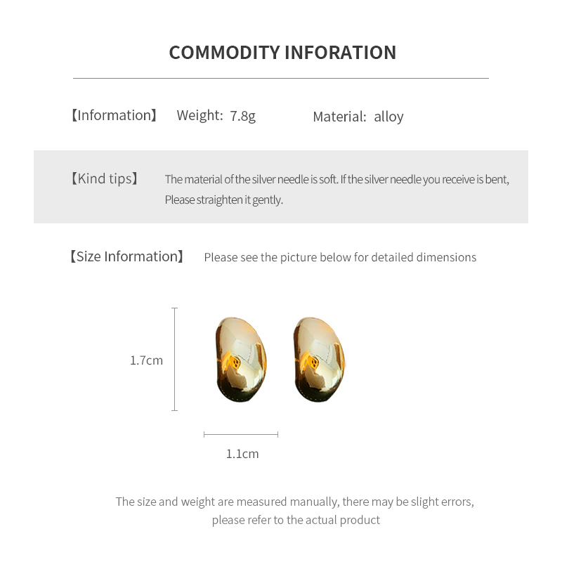 Brincos pequenos de metal minimalista para mulheres, forma de feijão, coração, gota d'água, acessórios de joias, moda