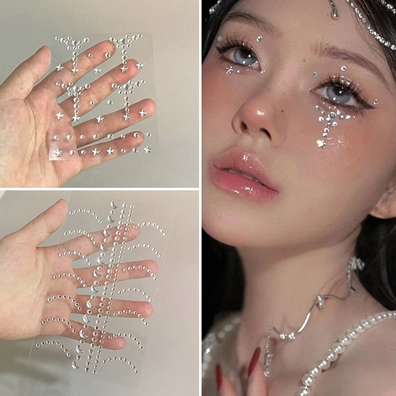 Diy Eyes Face Self Adhesive แต่งหน้าชั่วคราว Tattoo ความงามเพชรอัญมณีสติกเกอร์เทศกาล Body Art Decor เล็บเพชร