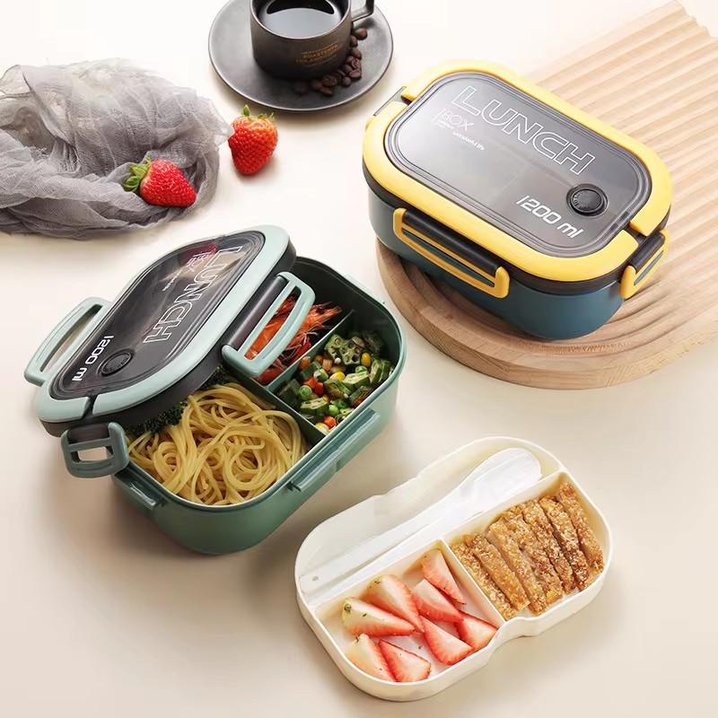 Tragbarer Obst nahrungsmittel behälter, Mikrowellen-Brotdose, Picknick-Aufbewahrung sbox, doppels chichtige Brotdose, Küchengeräte