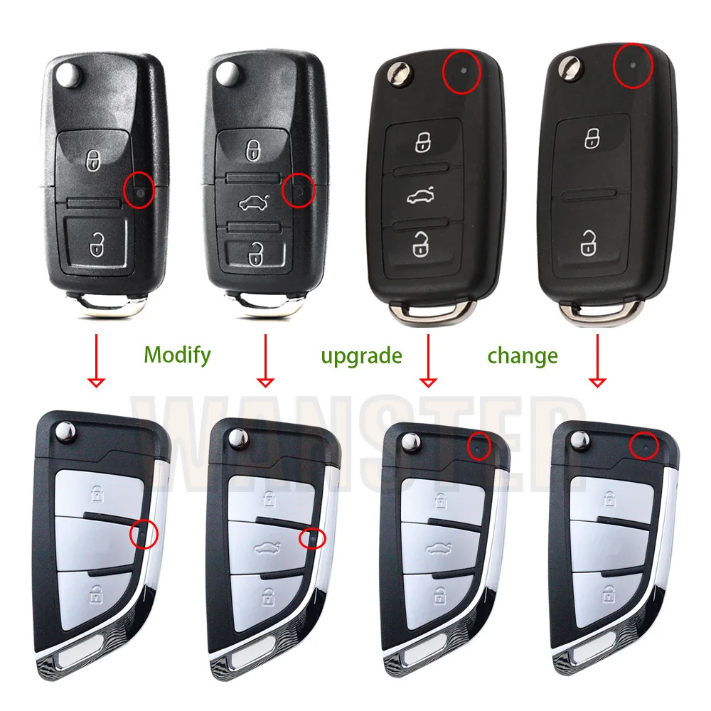 Carcasa para mando de llaves de coche, carcasa para Vw B5, para Volkswagen Beetle/Caddy/Passat/Golf/Jetta/Polo/Scirocco/Tiguan/Touran/Skoda/Seat