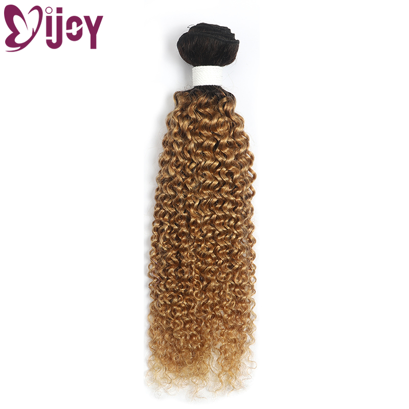 IJOY-extensiones de cabello humano rizado ondulado, mechones de cabello humano brasileño Remy de 1/3 piezas ombré, Rubio, rojo y marrón