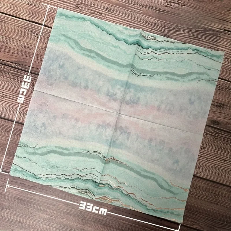 20pcs 33*33cm 2-Ply 로즈 골드 호일 인쇄 종이 냅킨 바다 여름 파티 냅킨 와인 유리 꽃 종이 Placemats