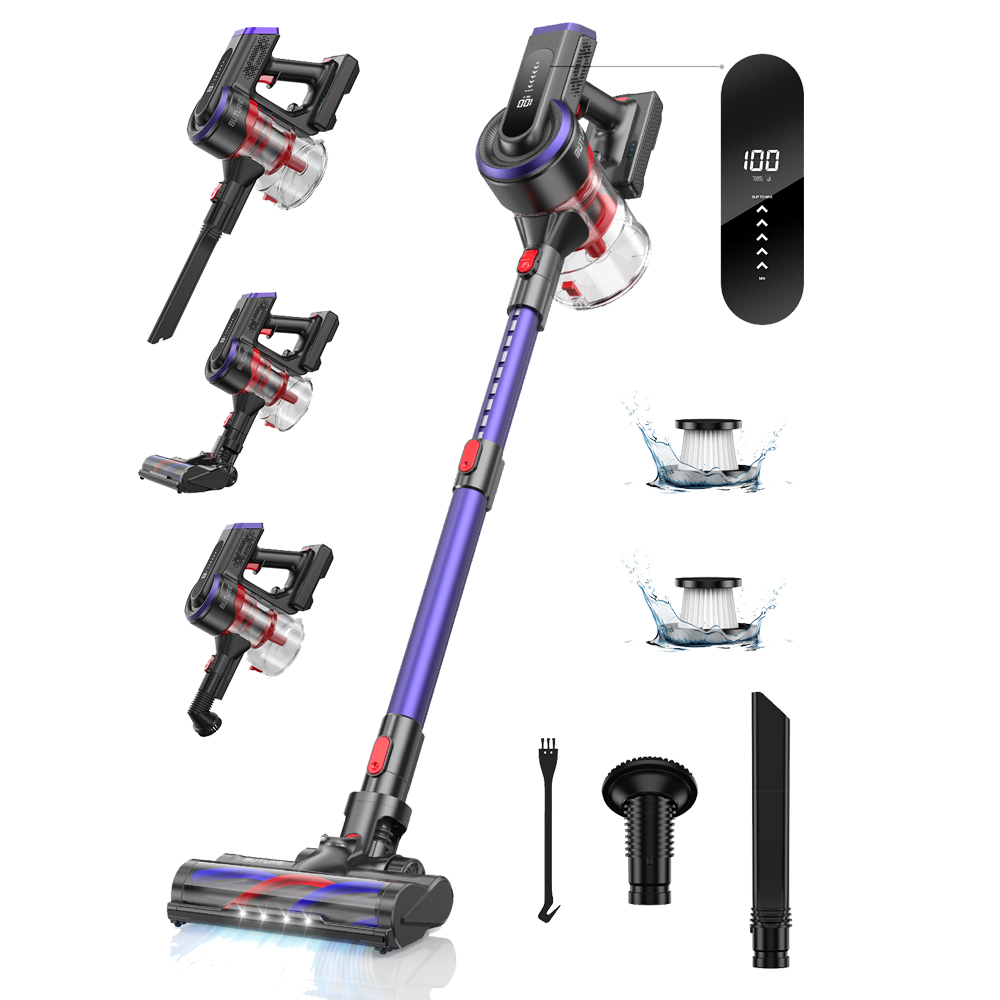 버츄어 강력한 무선 진공 청소기, JR400, 450W, 38000Pa, 무선 핸드헬드, 터치 스크린, 가전 제품용, 55 분 런타임