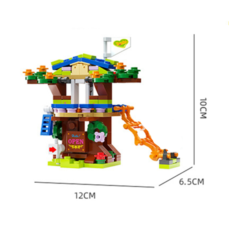 6 em 1 nova casa na árvore casa na árvore meninas castelo sala subir slide modelo clássico blocos de construção conjuntos tijolos brinquedo cidade