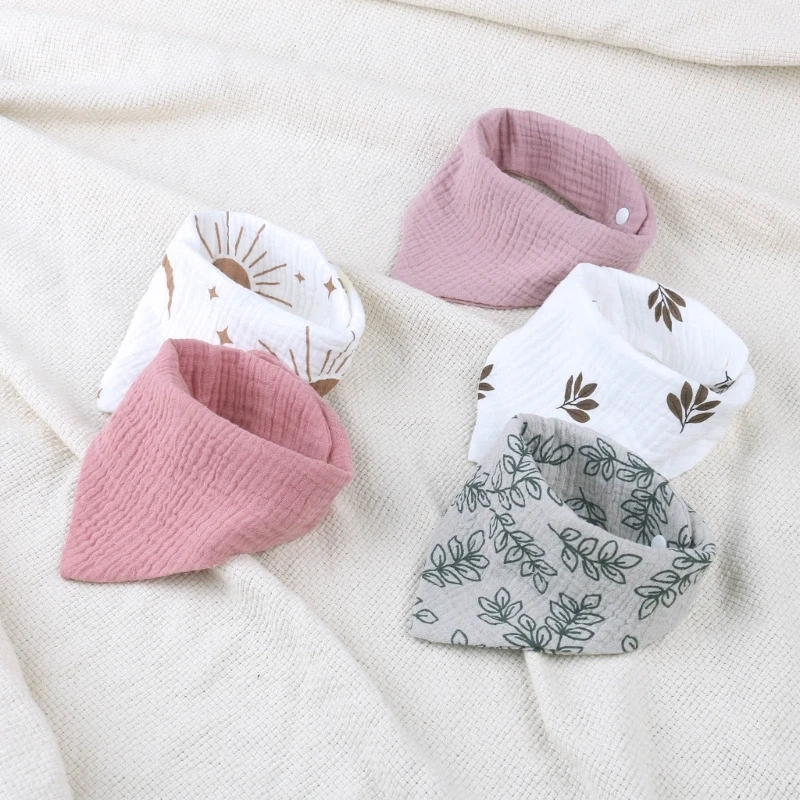 Babero de gasa de algodón para bebé, bufanda triangular ajustable, paños para eructar, toalla de Saliva, accesorios de alimentación, 4 piezas, nuevos diseños