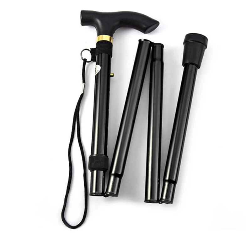 Bastón telescópico para caminar, bastones de Trekking para senderismo al aire libre, bastón plegable de Metal de aleación de aluminio, muletas para personas mayores