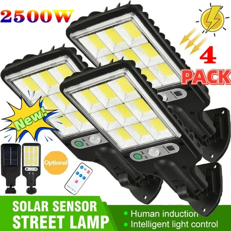 Farolas solares para exteriores, lámpara Solar de 2500W con 3 modos de luz, lámpara de seguridad con Sensor de movimiento impermeable para jardín, Patio, camino