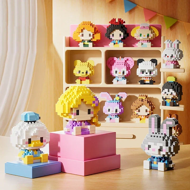 Disney Stitch Princess Series Children's Puzzle Assembly Building Block Toy Anime Action Figure  NLNM
