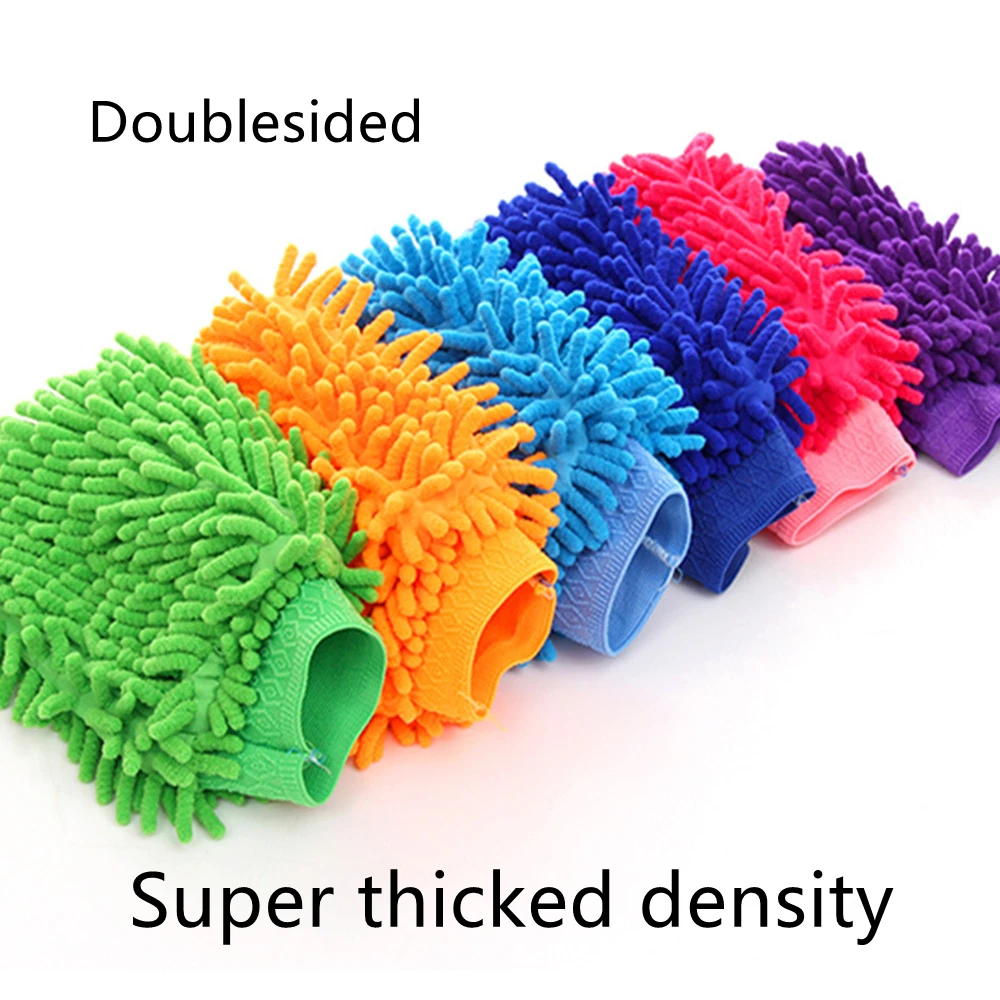 Microfiber Car Wash Dubbelzijdige Chenille Autohandschoenen Ultraabsorberende wassing Super dikke dichtheid Spons Kras Autoreiniging