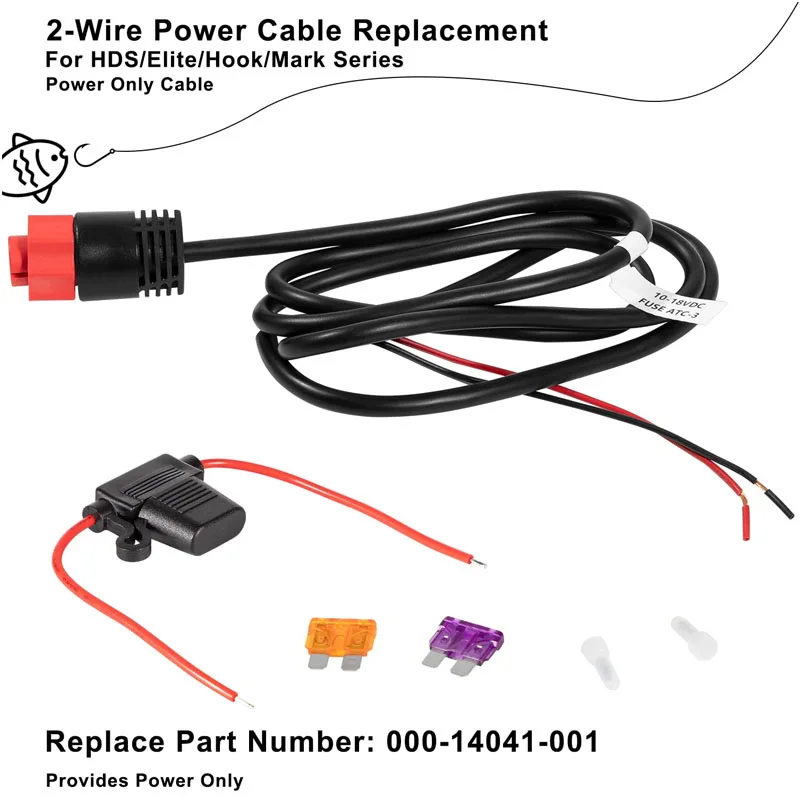 000-4801-001 Austausch von HDS/Elite/Hook-Stromkabeln, 3 Fuß, 2-Draht-Strom passt nur für Low rance Hds, Elite Fs, Elite Ti2, Haken
