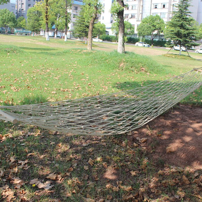 Mesh Cotton Rope Hammock com varas de madeira, Camping ao ar livre pendurado cama, Dormir Swing, Casa cadeira pendurada interior