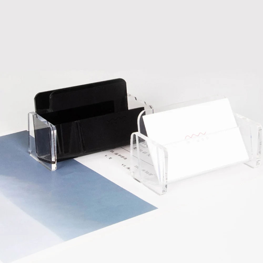 Acrylic Business Card Holder Creative Desktop Name Card Storage Card Display Stand Fits 50-70 Business Cards Office Supplies