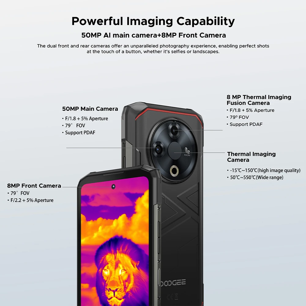 World Premiere DOOGEE Fire 6 Rugged Phone 6.56" 90Hz Display 6GB RAM 256GB ROM 50MP AI Main Camera 10400mAh/18W Android 14
