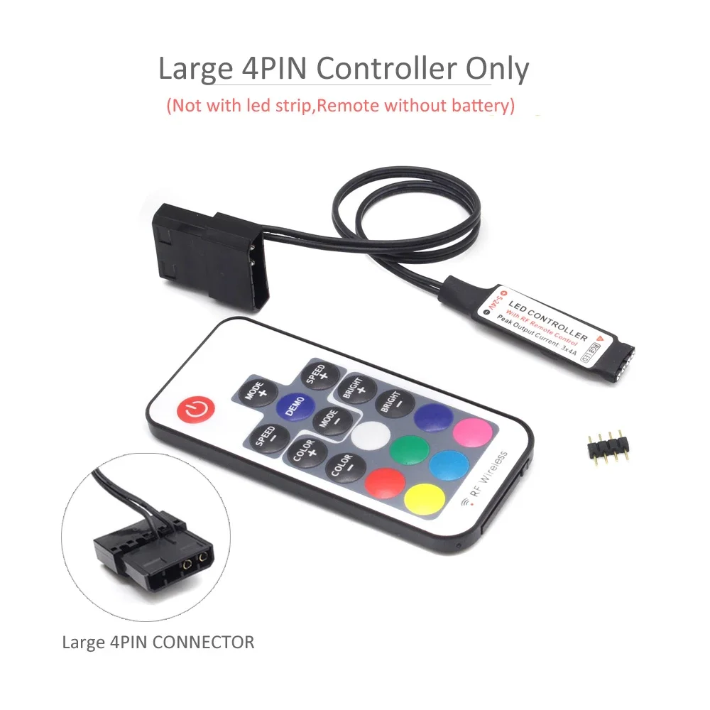 DC 12V SATA RGB Led Controller RF17 Tasti A Distanza Senza Fili Grande 4Pin Molex Controler per PC Ventola Case Del Computer 5050 Illuminazione di Striscia