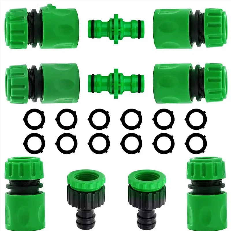 Manguera de riego de jardín, conector rápido ABS, extremo de 1/2 ", conjunto extensor de adaptador de junta de acoplamiento de manguera macho doble para tubo de manguera