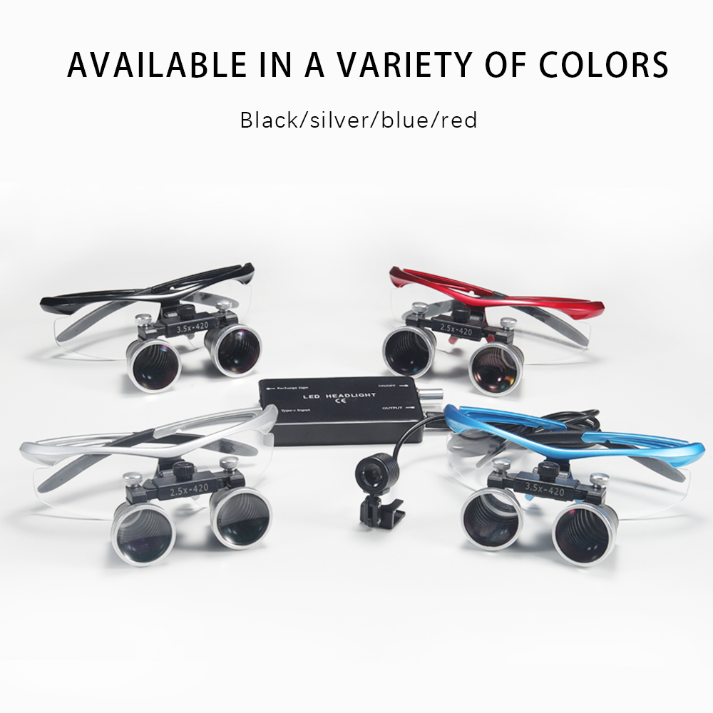 ทันตกรรมกล้องส่องทางไกลแว่นขยาย 2.5X 3.5X Ultra-lightweight Optical Loupes 320-420 มม.แว่นขยายสําหรับทันตกรรมศัลยกรรม