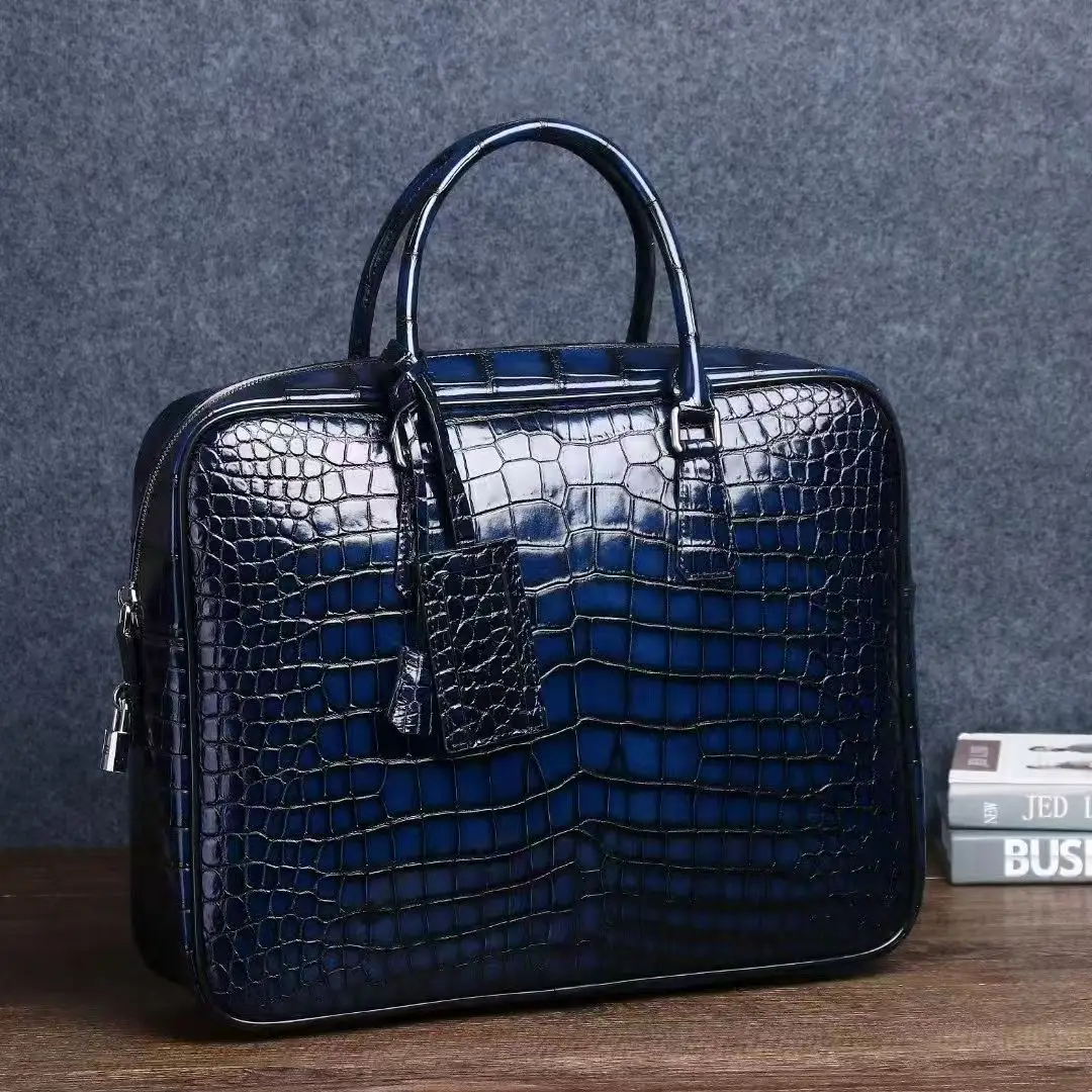 2025 Nuovo modello di alligatore di lusso in vera pelle da uomo d'affari valigetta borsa a tracolla maschile borsa per computer portatile messenger da uomo