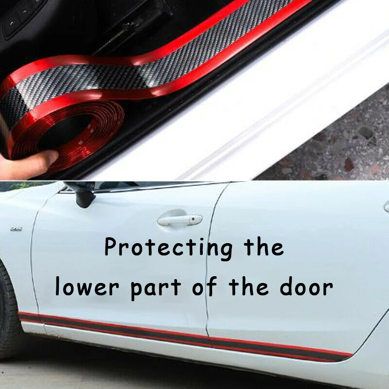 Car Door Sill Protector Rubber Strip, Adesivos de carro, Anti Scratch, Fibra De Carbono, Proteção Threshold, Bumper Film, Car Styling