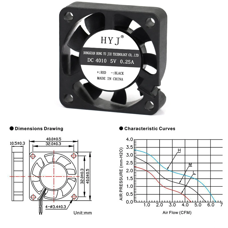 40 x 40 x 10 mm, 50 x 50 x 10 mm, 60 x 60 x 10 mm, 5 V, 2-polig, PC, Computer, CPU-System, Kühlkörper, bürstenloser Lüfter, geräuschloses Gehäuse, Kühlerlüfter