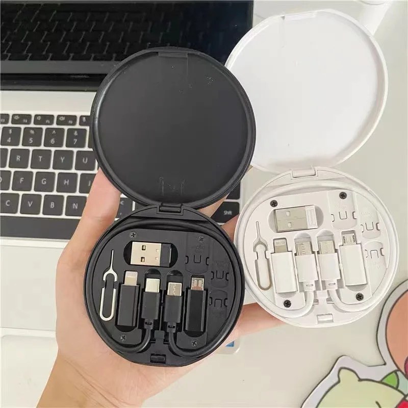 กล่องเก็บสายเคเบิลข้อมูล USB อเนกประสงค์ ชุดสายเคเบิลพร้อมอะแดปเตอร์ชาร์จ USB หลายตัว อะแดปเตอร์ USB เป็น USB ชนิด C