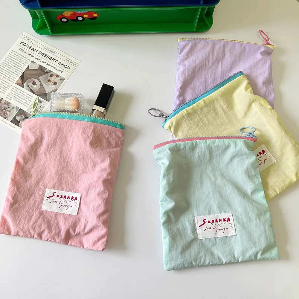 Simple Women Macarone Cosmetic Storage Bag Cute Korean Mini Toiletry Makeup Pouch Portable Lipstick Clutch Zipper Bag Student