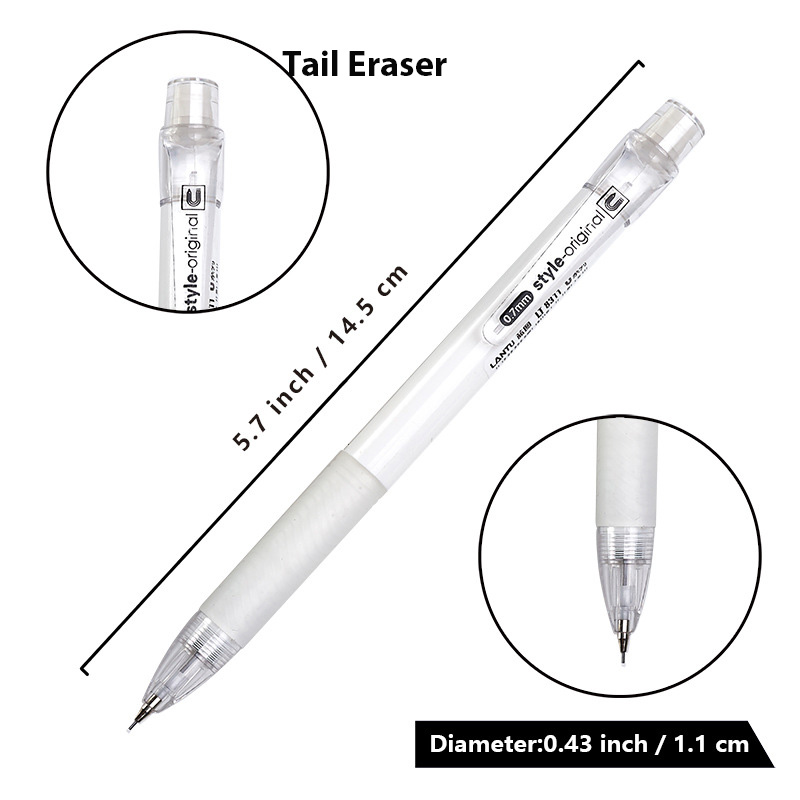 4PC/Set Mechanical Pencil Stationery Lapices Soft Rubber Grip 0.5/0.7mm School Supplies With Eraser for Writing and Drawing