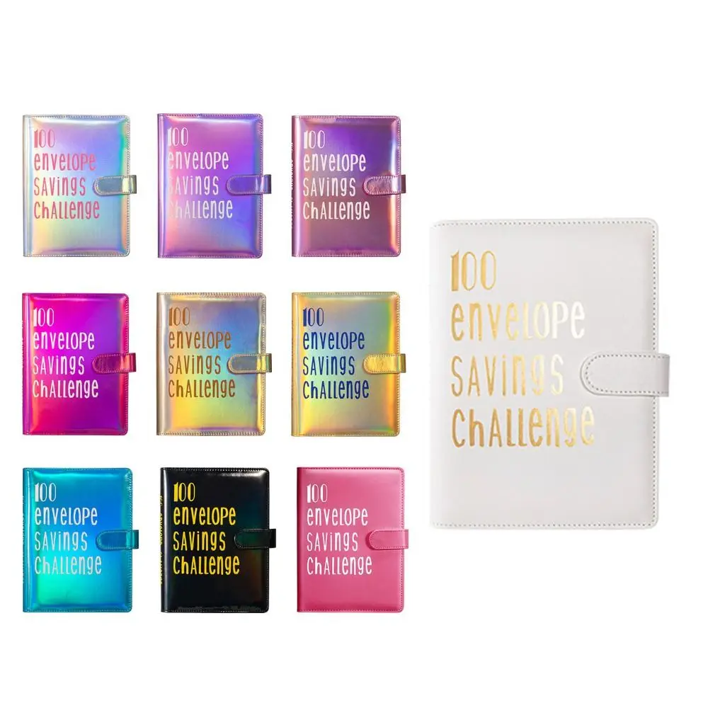 A5 ขนาด Challenge Budget Binder Envelope 100 วัน 100 ซอง Challenge Notebook พราวสีหนัง PU
